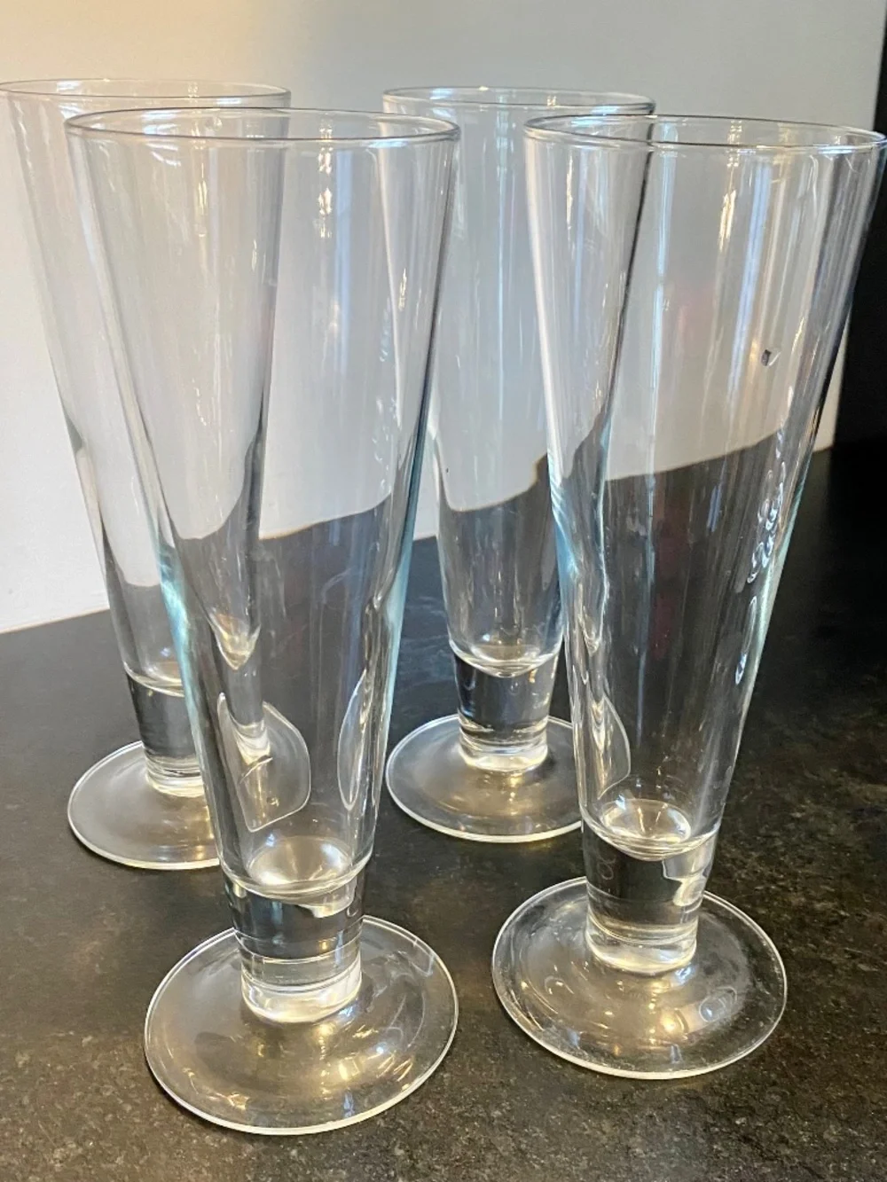 Pilsener Beer Glasses. Traditional Barware. Clear Glass.